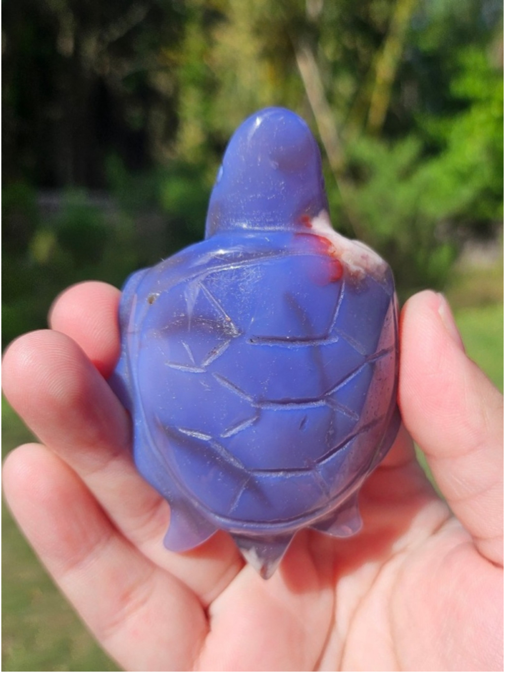 blue flower agate turtle 3 in